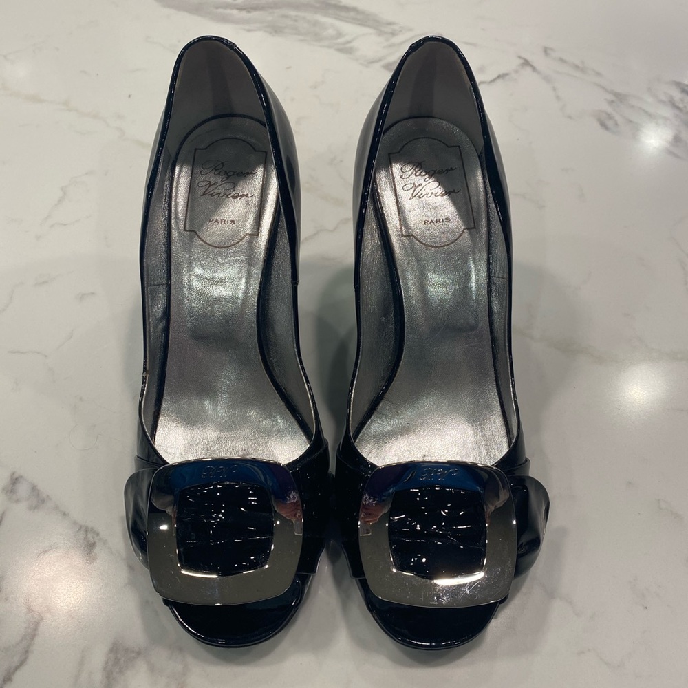 Roger Vivier Black Peep Toe Heels